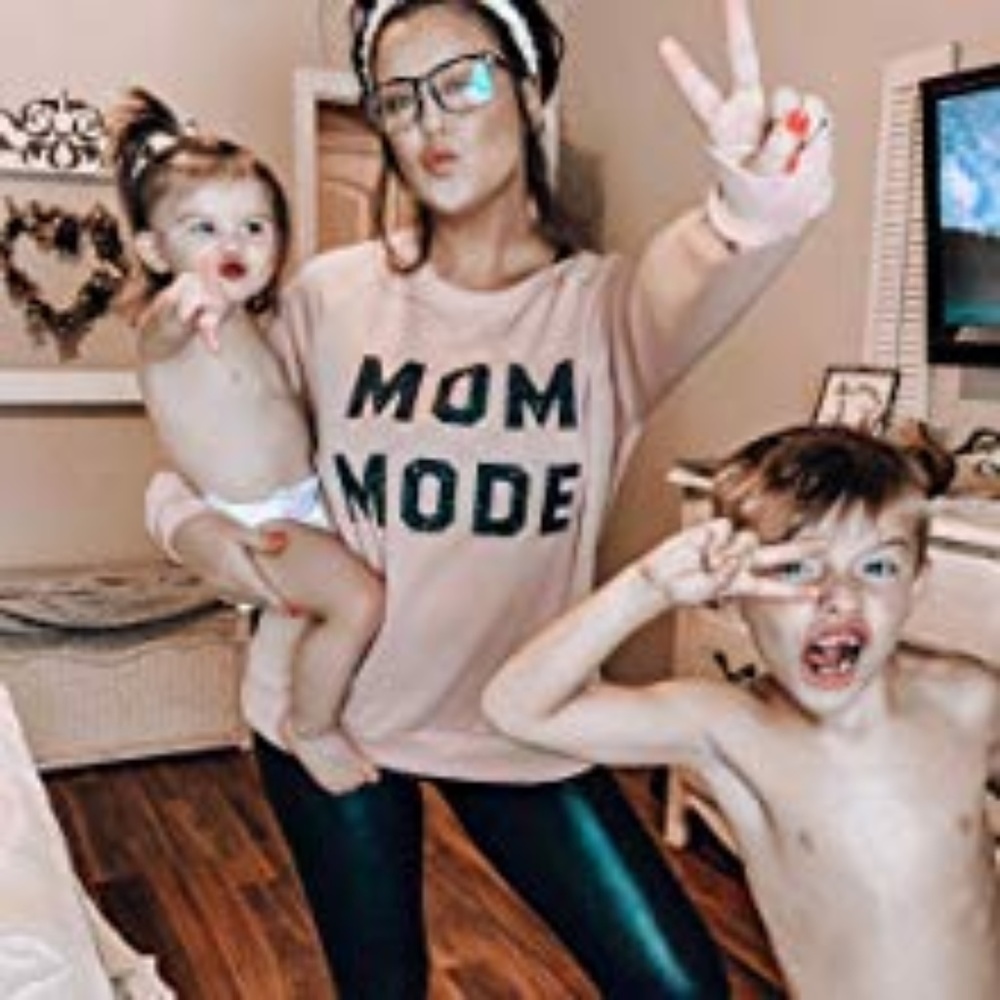 "Mom Mode" Sweatshirt - Light Peachy Pink Pullover - Picture 7 of 8
